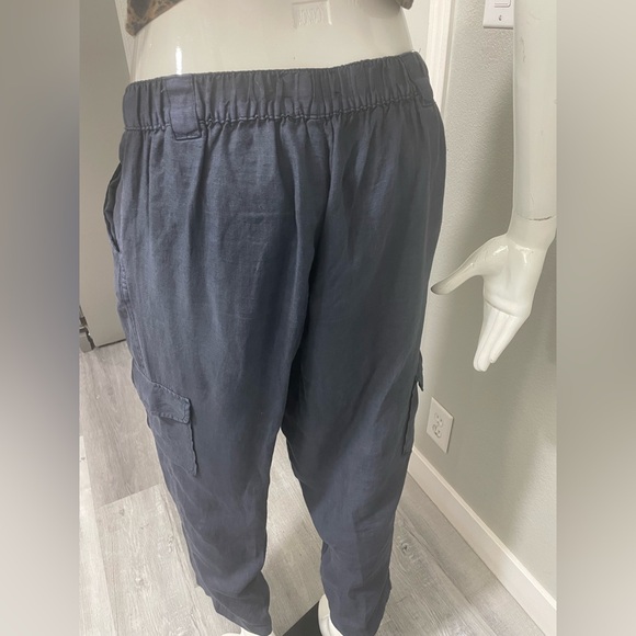 RACHEL Rachel Roy 💙 Blue Cargo Pants Relaxed Fit, size Large 100% Linen - Picture 4 of 11